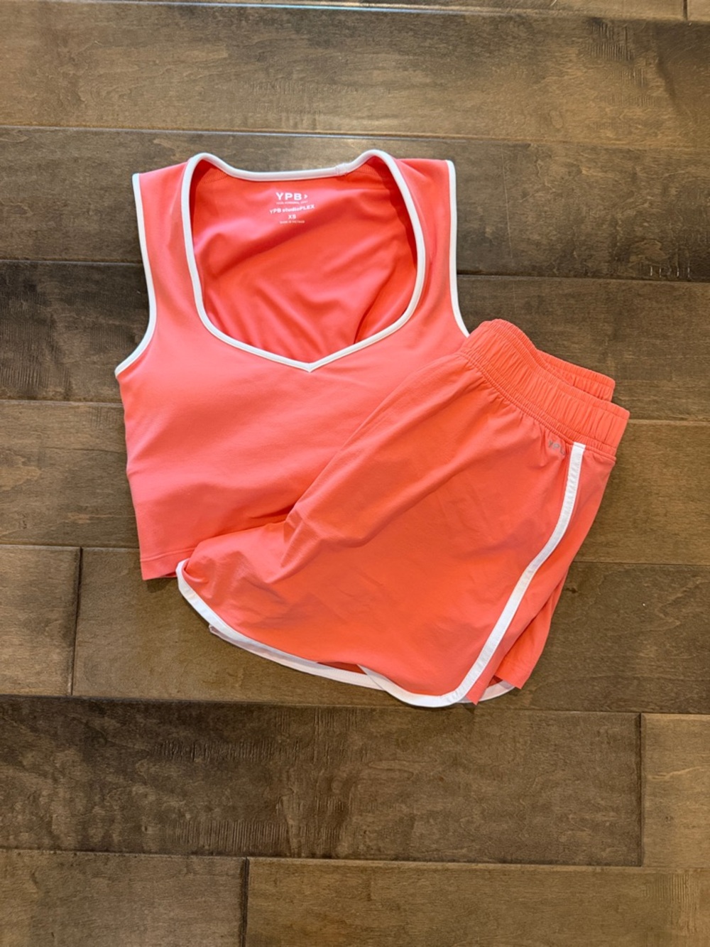 Abercrombie & Fitch Coral Muscle Tank and Shorts Set with White Trim